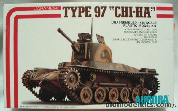 Aurora 1/48 Japanese Type 97 Chi-Ha Medium Tank with Army or Navy Decals, 073 plastic model kit